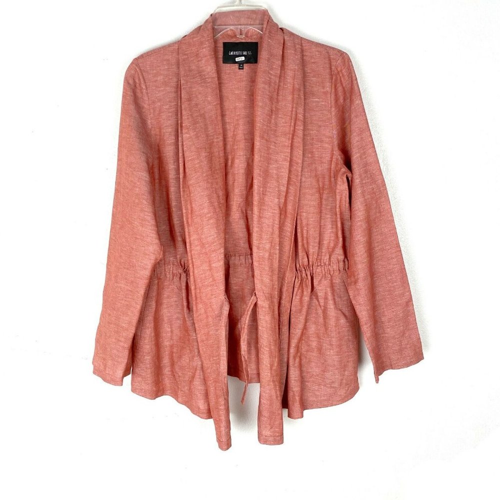 Lafayette 148 linen cotton jacket drawstring waist